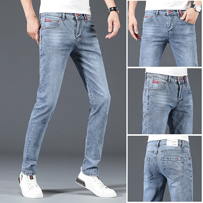 

Fashion Men's Jeans Pants Stretch Black Blue Gray Skinny Jeans For Men Casual Slim Fit Denim Pants Korean Style Male Trousers