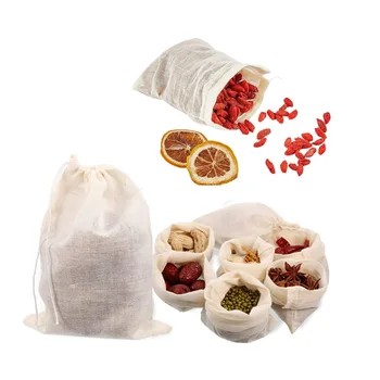 10/50/100pcs 60x80/80x100/50x200/200x250/250x300/300x400mmCotton Muslin Drawstring Reusable Bags Packing Bath Soap Herbs Tea 1