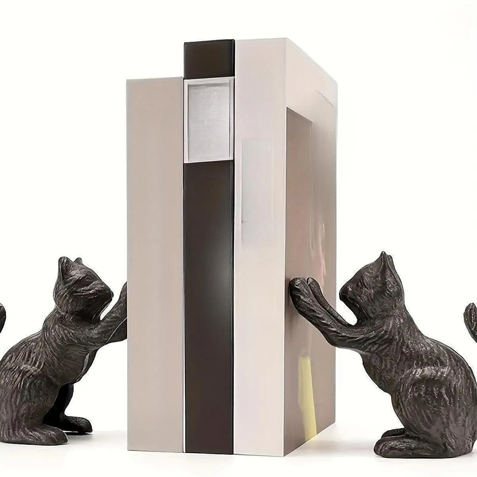 Decorative Cat Bookend Unique for Heavy Books Book Holder for Library Office Home Living Room Display Shelf Gift for Cat Lovers