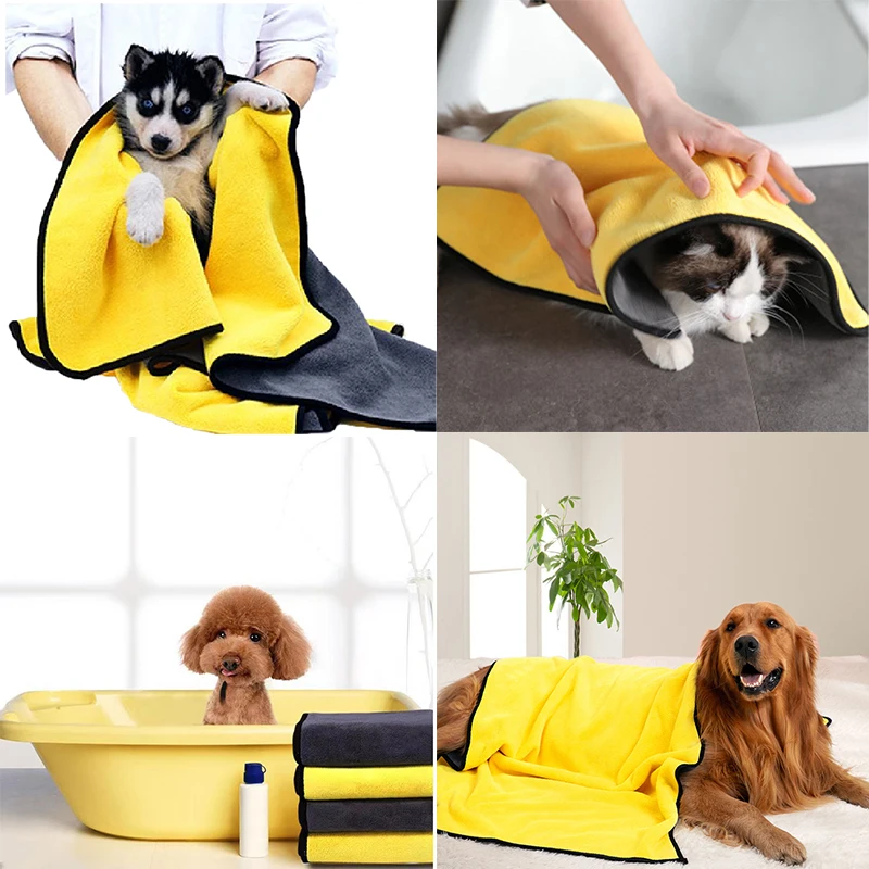 Quick-drying Pet Dog and Cat Towels Soft Fiber Towels Water-absorbent Bath Towel Convenient Pet Shop Cleaning Towel Supplies pet bath towel