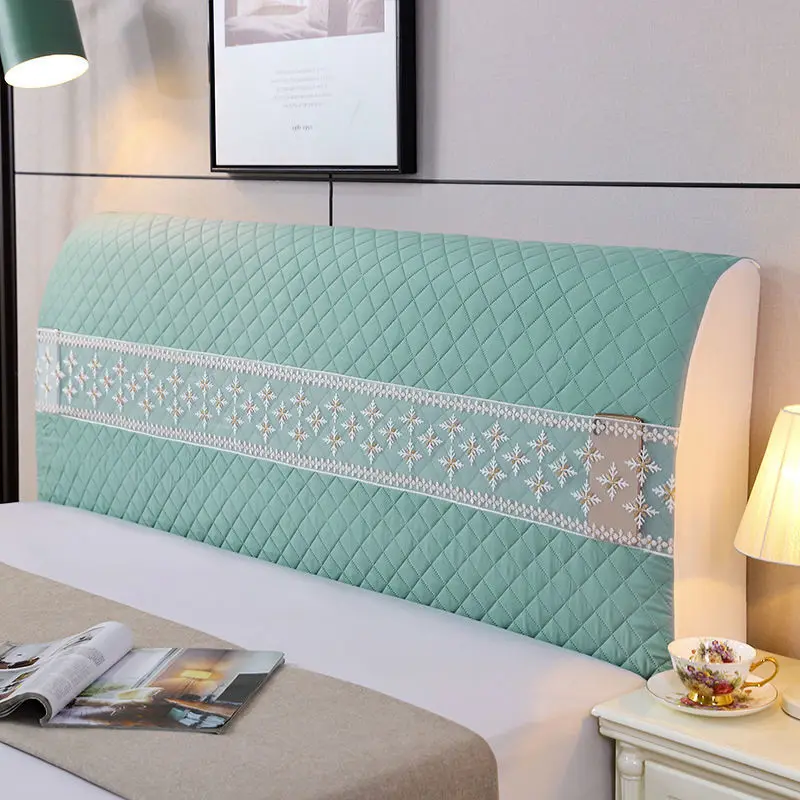 Full Coverage Headboard Cover Soft Coverage Headboard Cover, Elastic Backrest Cover Cotton Clip Grid Bed