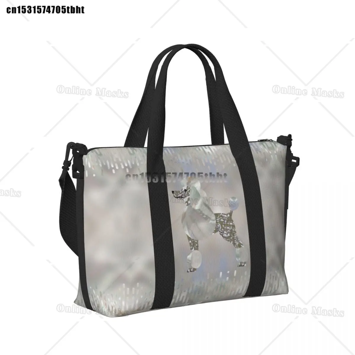Luxury Pearl And Abalone Poodle Dog Grocery Tote Shopping Bag Women Big Capacity Pudel Caniche Beach Gym Travel Bags