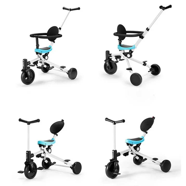 2-in-1 Hand Push Tricycle &ndash; Foldable Lightweight Two-Way Stroller, Multi-Function Child Walking Car, Convertible Baby Pram