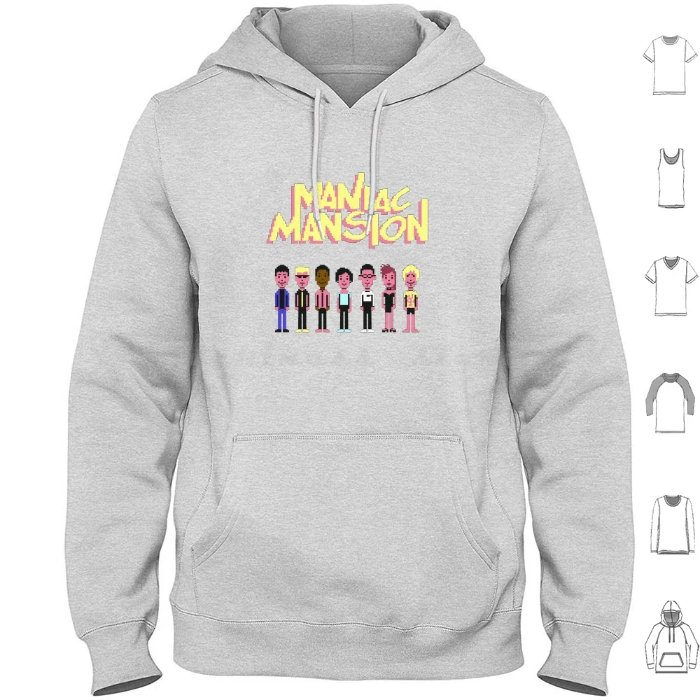 Maniac Mansion C64 Crew With Title Hoodie Cotton Manica Lunga Maniac Mansion 80S C64 Classic Commodore64 Commodore 64