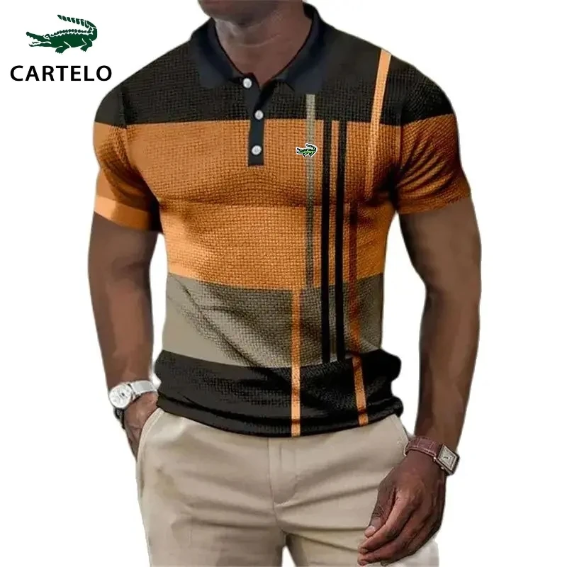 

Men's Brand Embroidered Waffle Polo Shirt, Spring and Summer High-end Fashion, Business Leisure, Breathable Short Sleeved T-shir