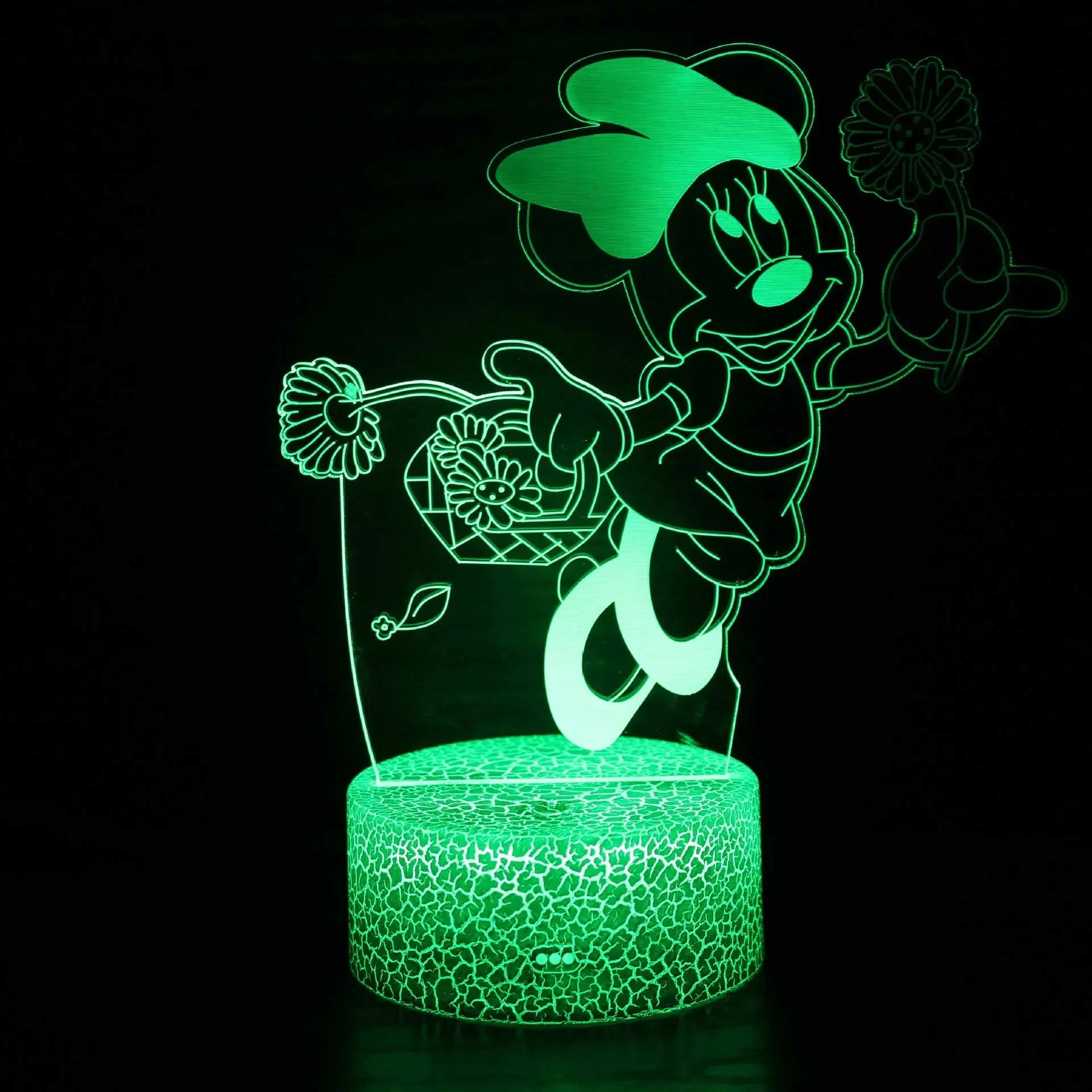 

Disney Mickey Mouse Mickey Minnie 16 Color Night Light Crack Remote Control LED Atmosphere Light Children's Birthday Gift