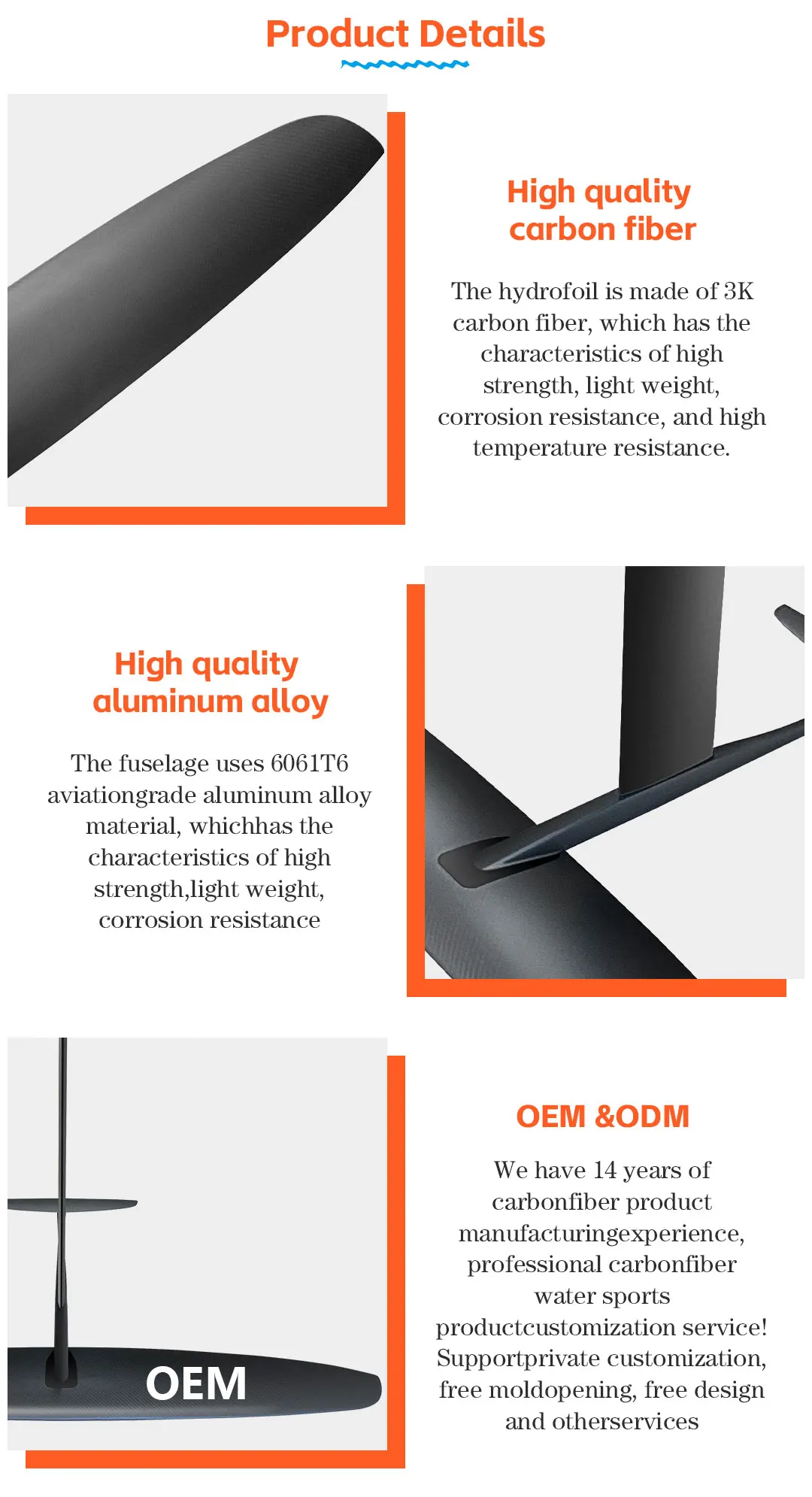 Description Picture 5 of itemHydrofoil Kitesurfing Carbon Fiber Hydrofoil GY-1310 with Large Blade 2100 sq cm 75 90 cm Aluminum Mast for Primary Surfing