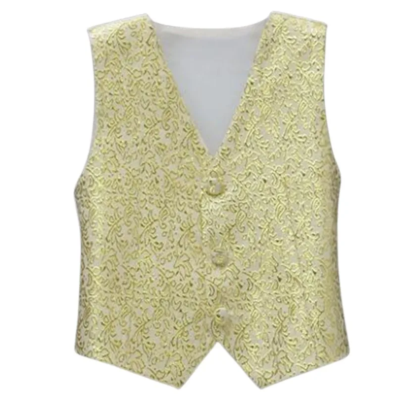 Boy Silver Gold Sparkly Color Vest Boy Stage Costumes Size 100-150T Handsome Blazers Quality Vest White Blue Red Pink Black children vest