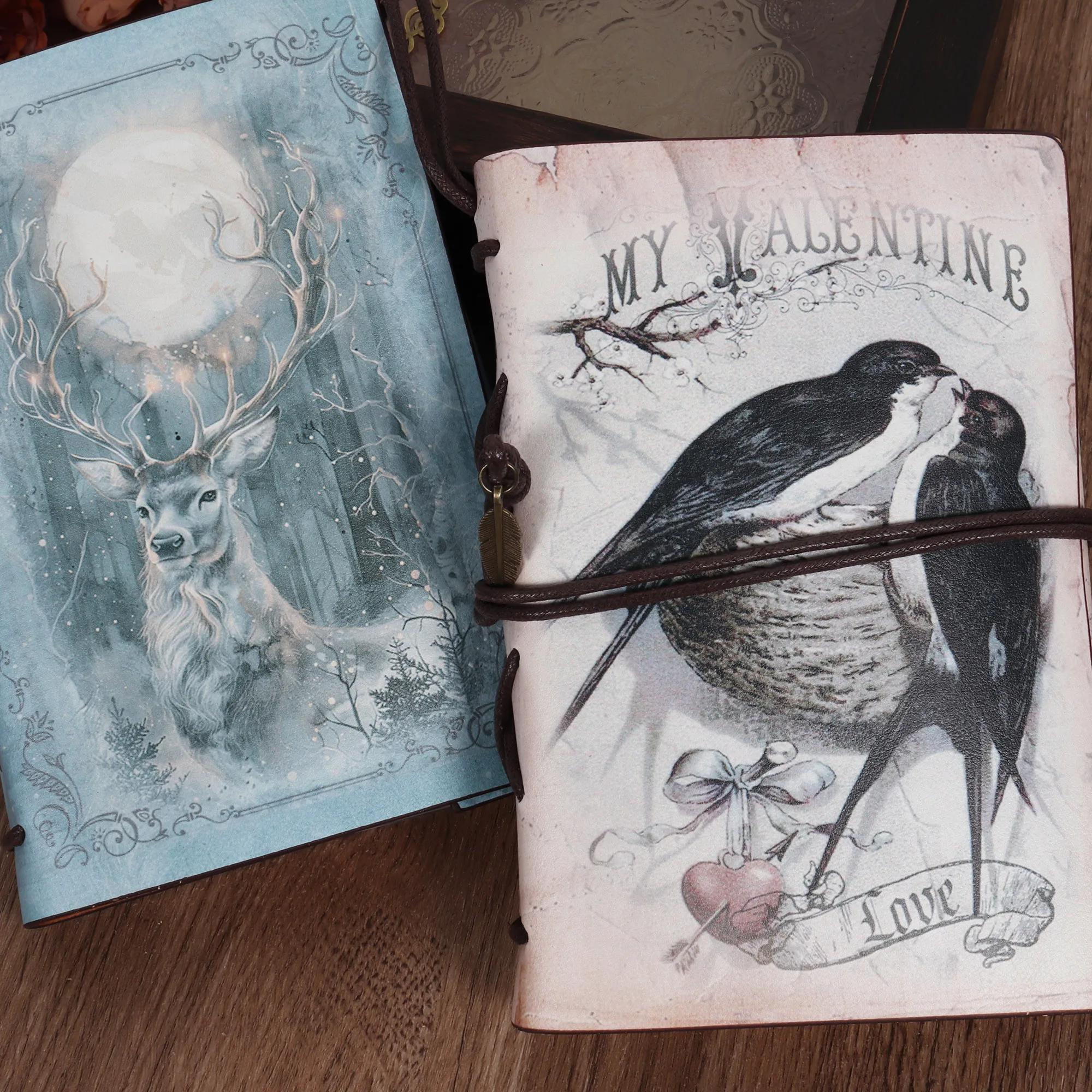 JAIIMAN Vintage Bird Waterproof Cowhide Journal Storage Notebook 1pc with 2 Stickers For Journal Supplies Arts Junk journal tools set