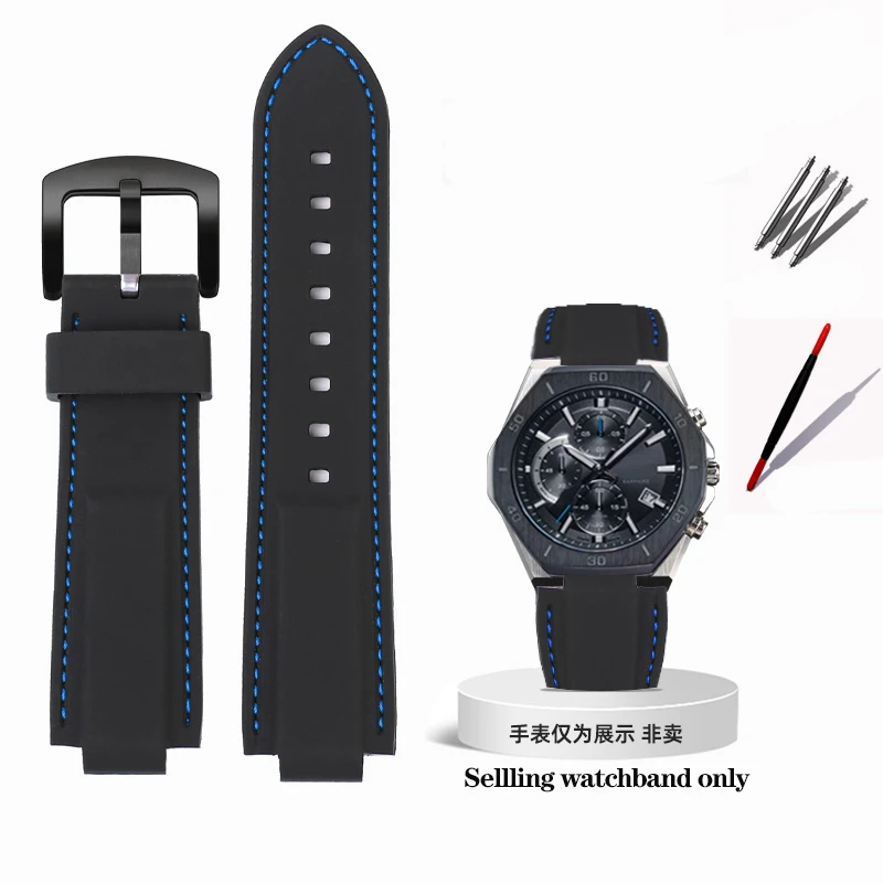 thumbnail image 1 of Correa de reloj de silicona de goma para Casio Edifice EFB-680 ECB10YD Correa de reloj para hombre Ocean Heart EFB680 Correa convexa de 12 mm y 14 mm, 1 of 5