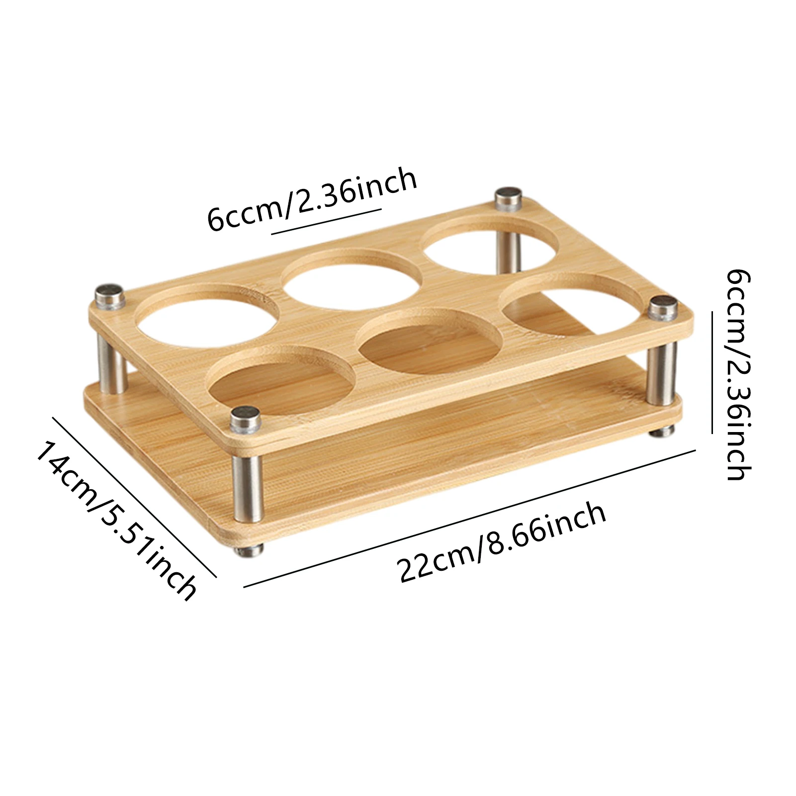 6 Holes Wooden Glass Holder Display Rack Bar Wine Drinks Cup Storage Carrier Flight Tasting Serving Tray Kitchen Tools 6