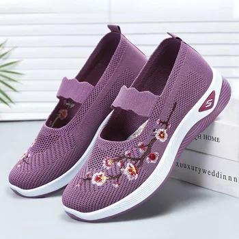 2025 new summer low-cut single shoes, ladies' casual mother's shoes, slip-on lazy shoes Women's sneaker,Mesh shoes