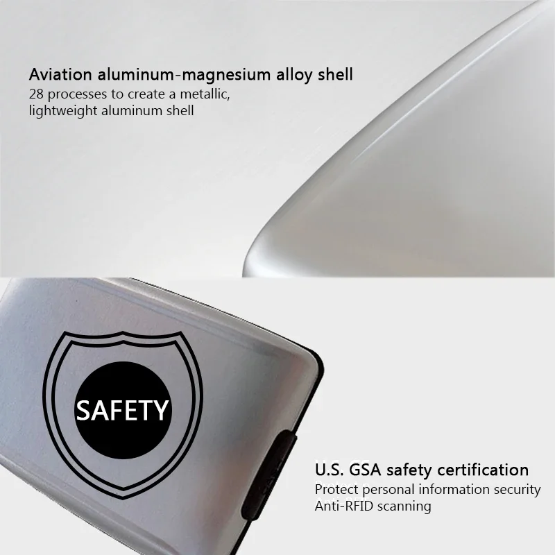 Aluminum Metal Anti-Scan Credit Blocking Wallet Business Card Protection Holder Case Purses Aluminum Credit Card Case