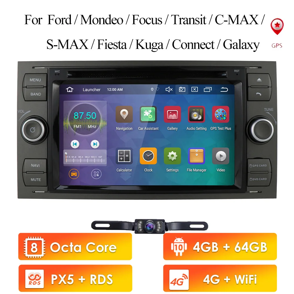 Px5 Android 10 2din Car Radio Gps Dvd For Ford Focus Cmax Connect