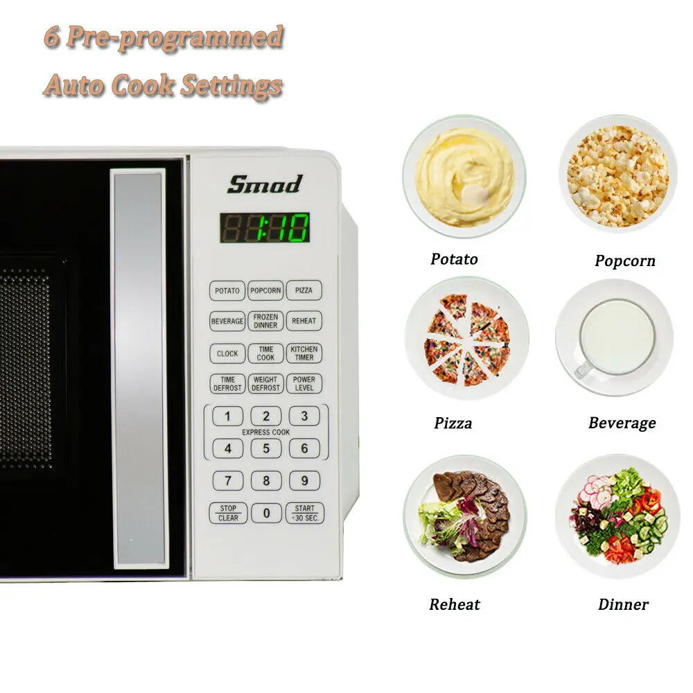 SMAD – four à micro-ondes 20l avec affichage numérique à 10 niveaux de  puissance, 700w, 6 réglages de cuisson automatique, fonction de  décongélation du poids et du temps - AliExpress