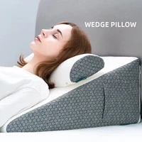 2-Pack Memory Foam Bed Wedge Pillow/Neck Pillow for Back, Legs and Knees - Triangular Pillow with Removable Cover 1