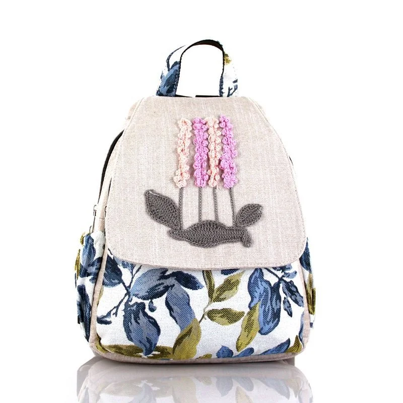GAGACIA Chinese National Style Women Backpack Simple Weave Travel Canvas Backpacks Vintage Zipper Large Capacity Schoolbag Girl