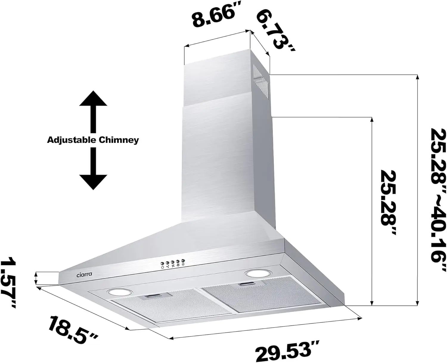 30 inch Wall Mount 450  Ductless Range Hood Vent for Kitchen Hood in Stainless Steel 2