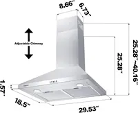 30 inch Wall Mount 450  Ductless Range Hood Vent for Kitchen Hood in Stainless Steel 2