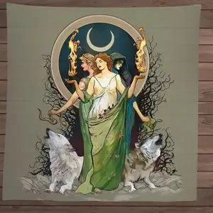 Moon Goddess Altar Cloth-Hecate Hekate Tarot Cloth 24 X 24 Inches