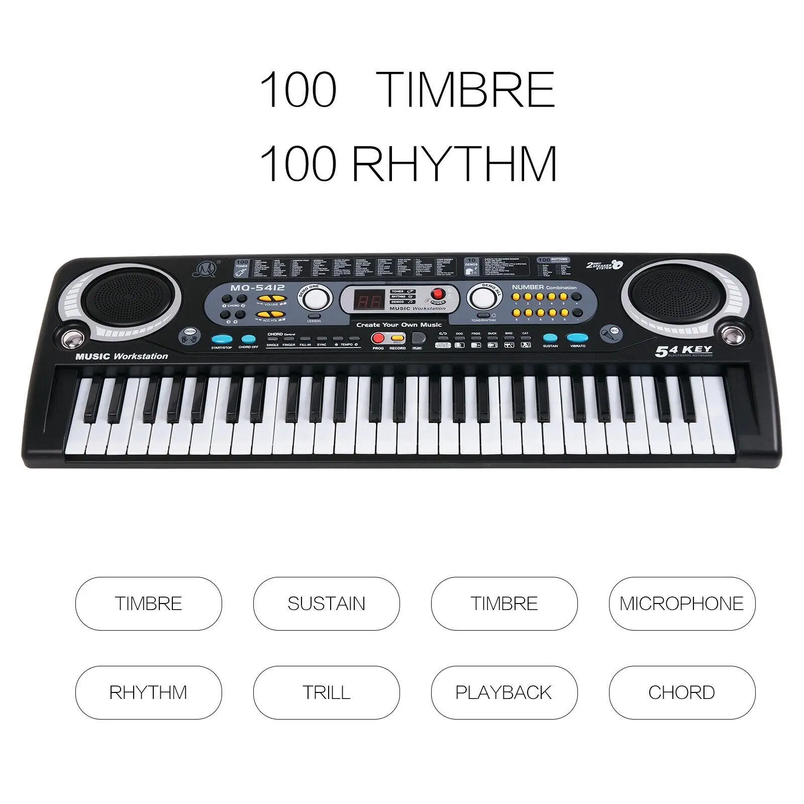 54 Keys Digital Electronic Piano Keyboard with 10 Demo Songs