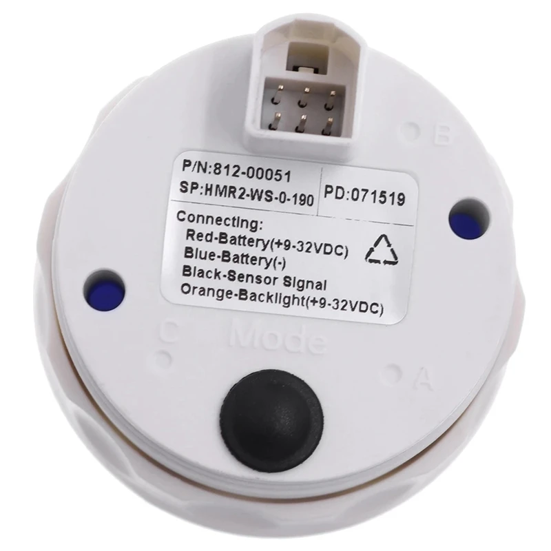 52MM Boat Marine Rudder Angle Indicator 0-190 Ohm With Rudder 8 Color Backlight 12V/24V