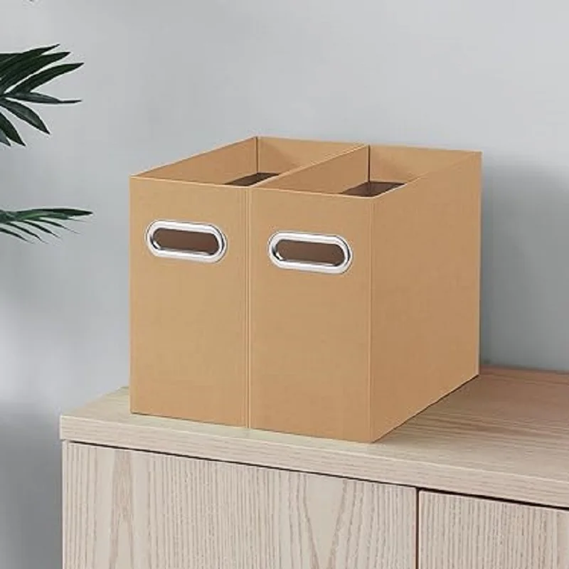 Makeasy File Organizer Storage Box Cardboard File Folder Organizer Collapsible Box for Hanging Folders With Handle