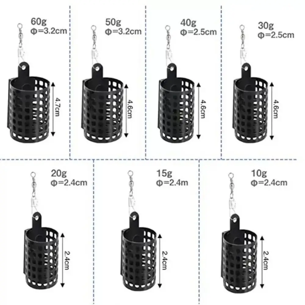 5Pcs 새로운 라운드 스퀘어 낚시 피더 케이지 10g-50g 휴대용 낚시 미끼 케이지 스테인레스 스틸 트랩 미끼 바구니 낚시 태클