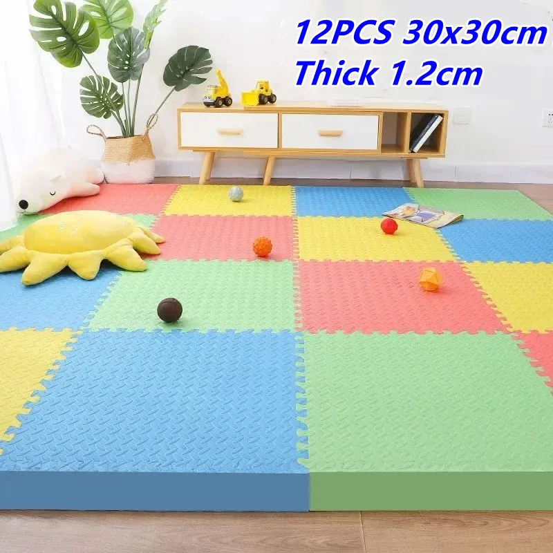Baby Play Mat 12PCS Thick 1.2cm Activities for Play Mats Tatame Baby Mat Playroom Floor Noise Puzzle Crawling