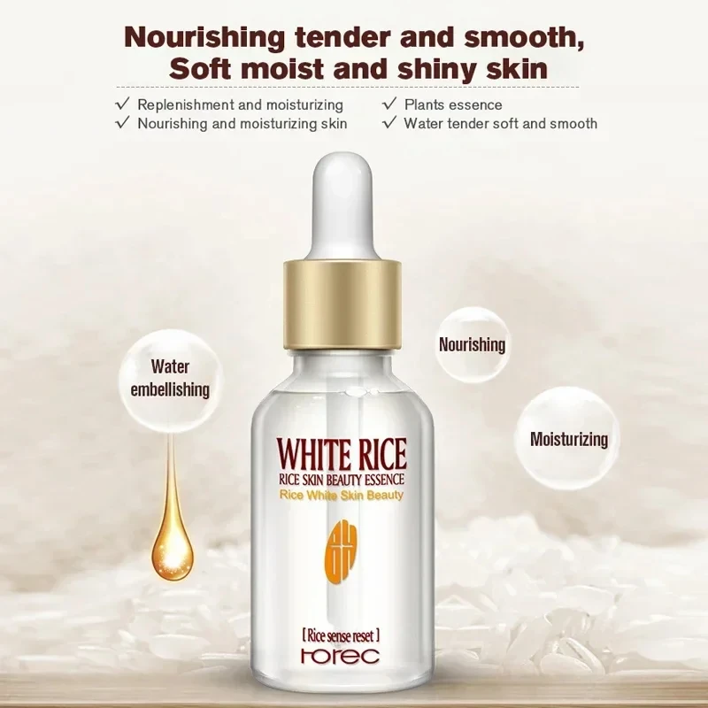 Facial Serum Facial Essence White Rice Face Serum Shrink Pores Brightening Whitening Cream Anti Aging Lines and Wrinkles for Glowing Skin Firm Care Essence