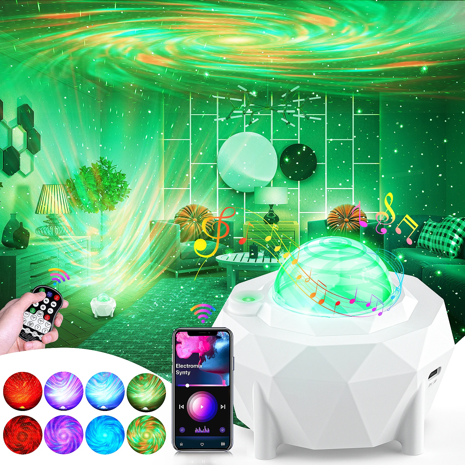 Starry Night Light Usb Galaxy Ocean Wave Holdlamp Altoparlante Musicale Sky Projector Light Per La Decorazione Della Camera Da Letto Festa Regalo Di C