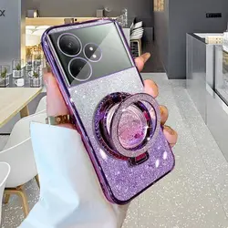 Luxury Silicone Cellphone Case with Ring Holder - Original Back Cover Design - Realme gt6global (Purple)