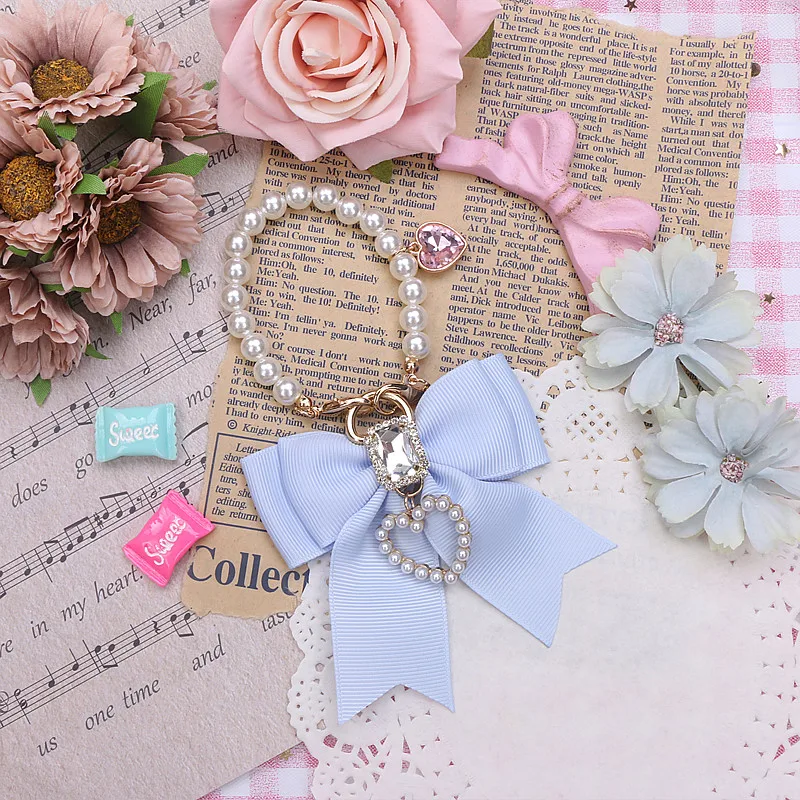 Sweet Cute Japanese Style Beautiful Pearl Purse Accessories for Ladies Fashion All-Match Exquisite Bow Diamonds Women's Pendant