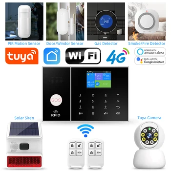 Wireless Home Alarm System Phone 4G Wifi Residential alarm Tuya Smart Home Child Safety protection Anti-theft Camera automation