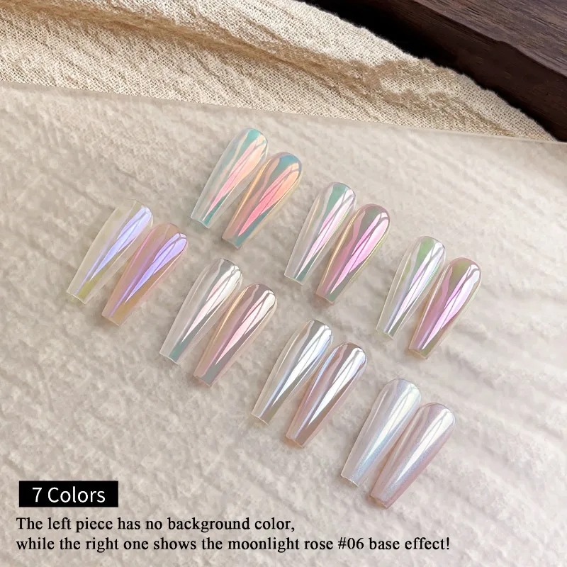 에어쿠션 오로라 파우더, 네일용 레인보우 미러 글리터, 네일아트 및 프레스온 네일용 하이 글로우 크리스탈 파우더 글리터