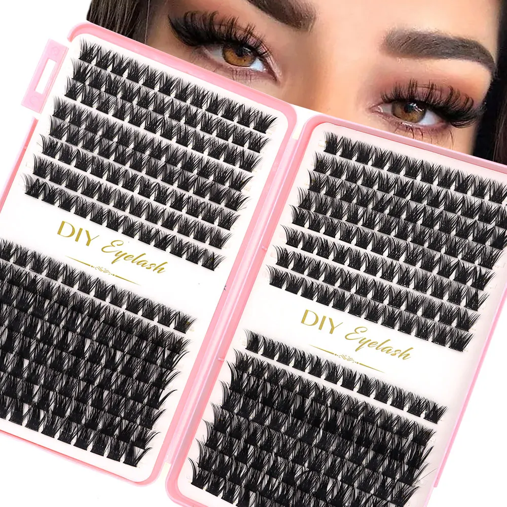 DIY Home Wimpernverlängerungsset 384, Cluster aus künstlichen Wimpern für dicke, lange Wimpern, Broschüre im Lieferumfang enthalten, für Wimpern mit verlängertem Verschleiß