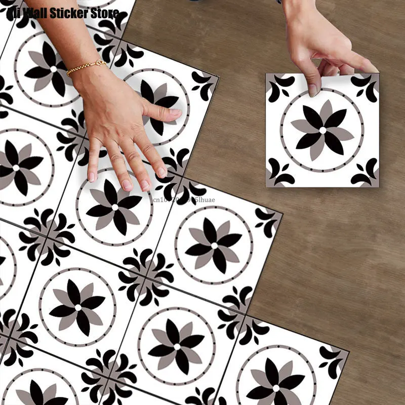 

10Pcs Bathroom Kitchen Bedroom Floor Stickers Self-Adhesive Wear-Resistant Waterproof Non-Slip Stickers Toilet Tile Stickers