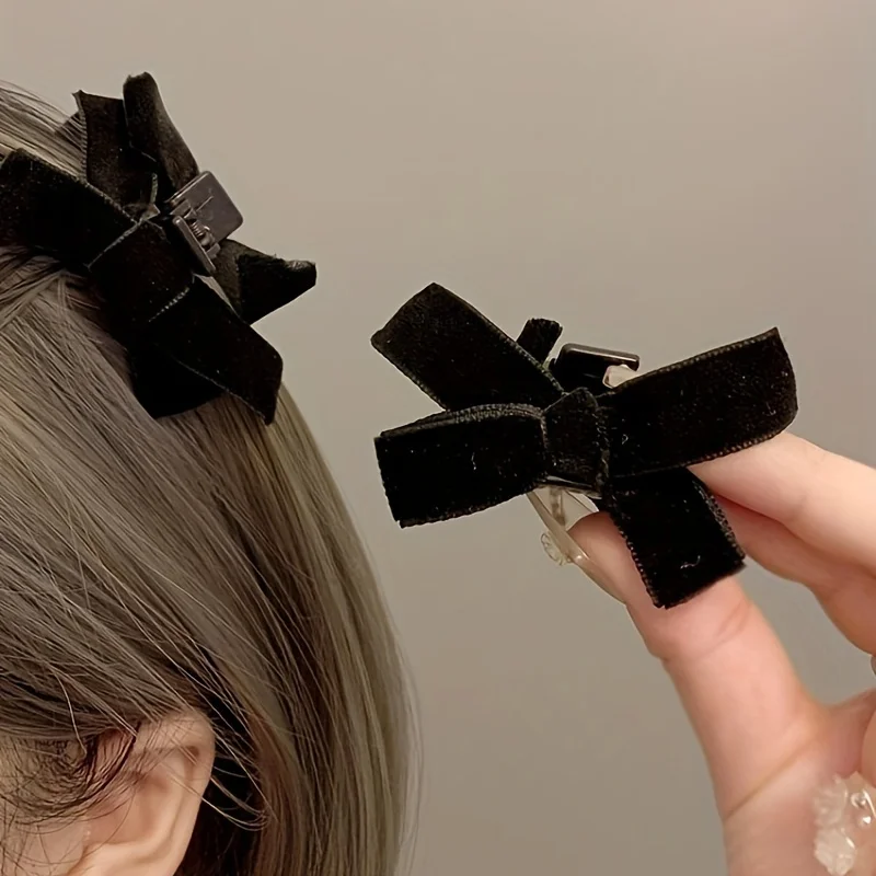 1-teiliges Haarspangen-Set mit Samtschleife, geeignet für vielseitigen täglichen Gebrauch, Party-Styling, süß, exquisit, materialweich und hautfreundlich – Detail 3