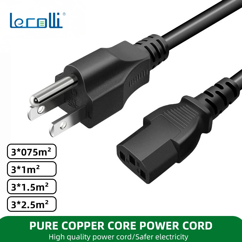 

Eu Universal Adapter Cable 3-pin Pure Copper Power Cord Dc Electrical Appliance Charging Adapter Cable Computer Cable Connector