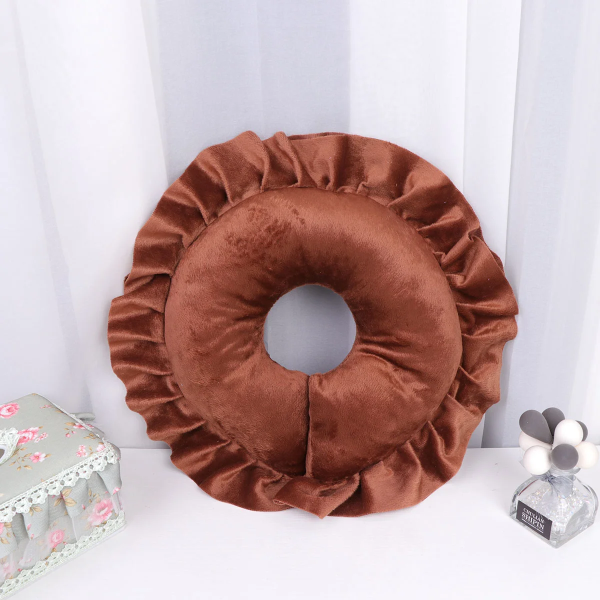 1pc Salon U-Shaped Pillow Face Massage Sleeping Lying Hollow Pillow Head Cushion (Dark Coffee)