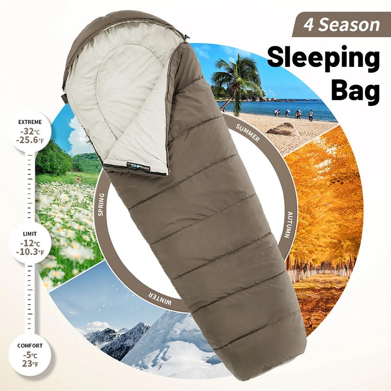 Naturehike-leve múmia saco de dormir, inverno ao ar livre Camping saco de algodão, MJ300 -1 ℃, MJ600 -12 ℃