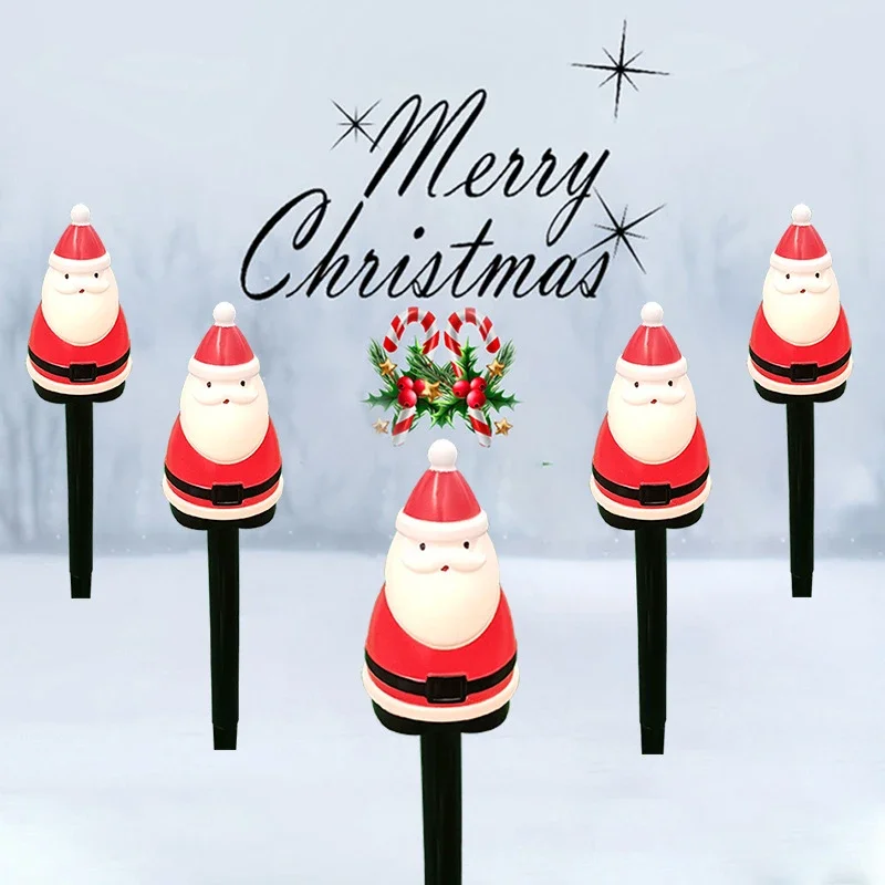 LED Solar Lamp Garden Light Christmas Decor Santa Claus Lawn Lamps Candy Cane Outdoor Waterproof New Year Halloween for Pathway