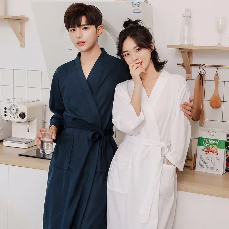 

Nightwear Sleepwear Bathrobe Lovers Dressing Chinese Home Oversize Clothes Solid Nightgown Gown Dress Cotton Home Robe