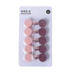 Set of 10 Colorful Round Self - Adhesive Wall Hooks for Home Décor and Organization (Pink purple)