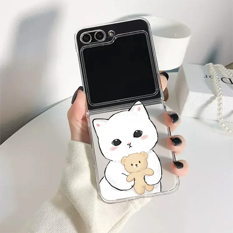 Whimsical Cartoon Cat Clear Phone Case - Transparent Cover