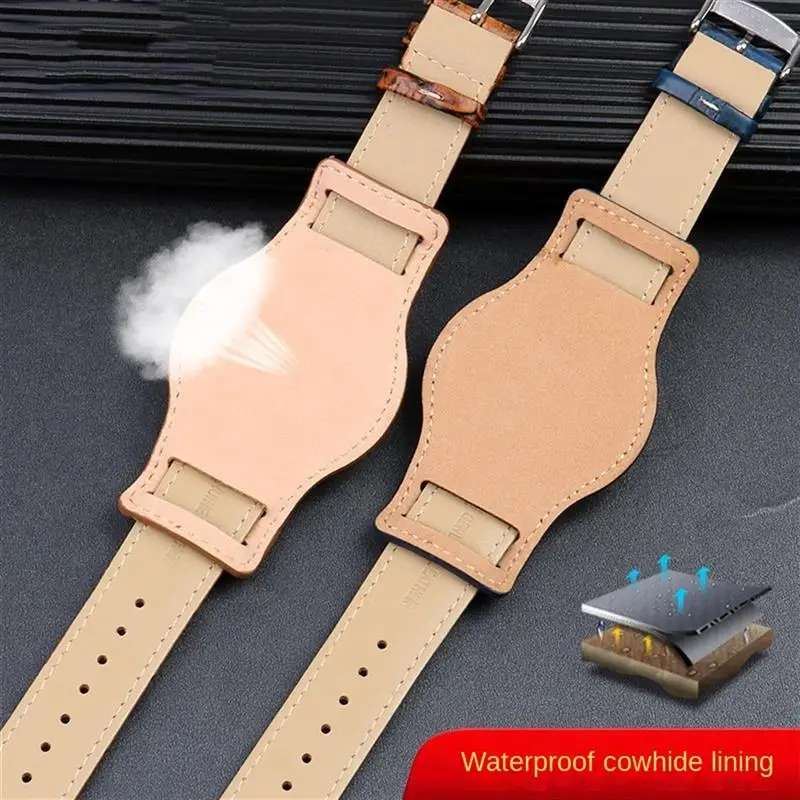 SCHIK Genuine Leather watch strap 20mm 22mm mens watchband With mat wristwatches band handmade leather Bracelet