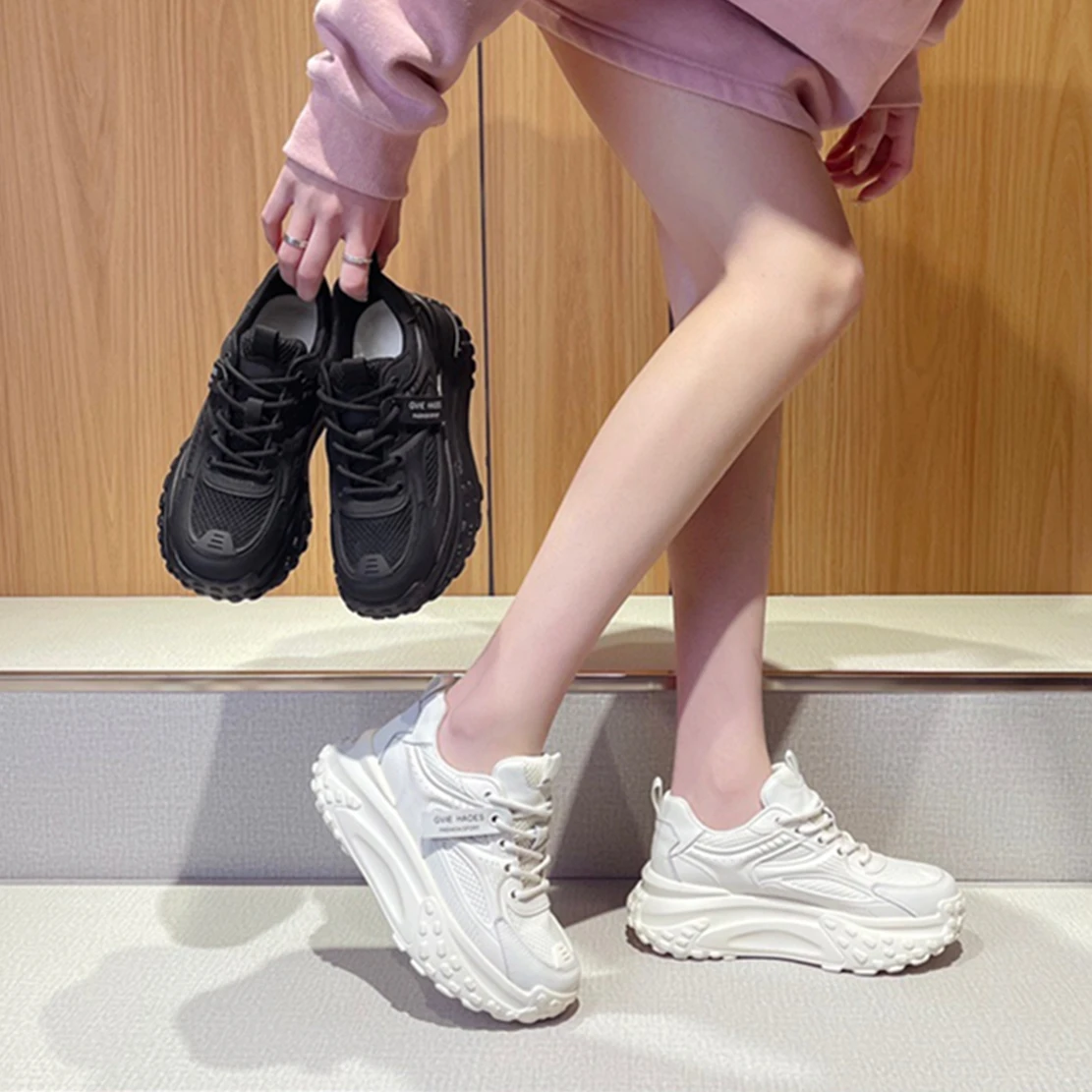 

Dave&Di Fashion Shoes Women New Women's Shoes Genuine Leather Face Solid Color Increase Leisure Sneakers