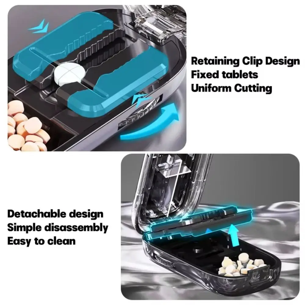 Portable Drug Tablet Quartering Pill Cutter Dustproof Pill Cutter Storage Box New Divider Organizer Crusher Pill Cutter