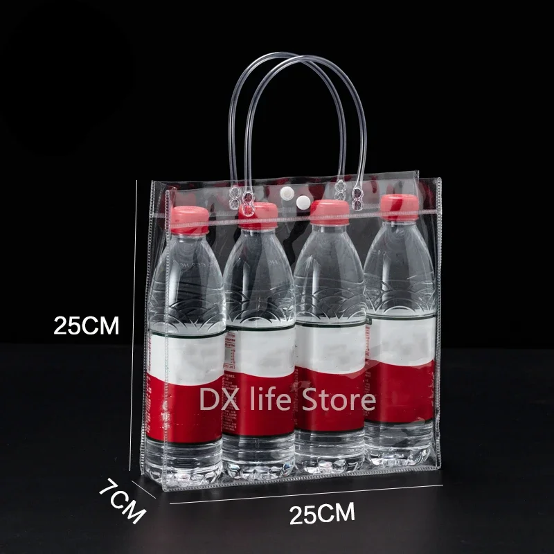 15pcs/25pcs/lot 투명 부드러운 PVC 선물 토트 포장 가방(핸드 루프 포함), 투명 플라스틱 핸드백, 화장품 가방