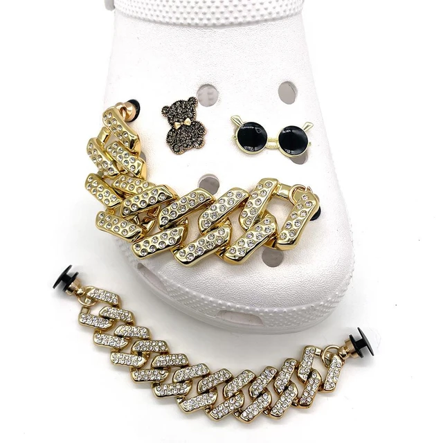 1PCS Fashion Shoes Designer Croc Charms Bling Rhinestone Girl Crystal  Diamond Gem Decoration Metal Pearl Accessorie Free Shippin